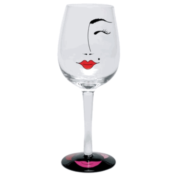 Lolita Other - "Flirt" Hand Painted Wine Glass by Lolita RETIRED!